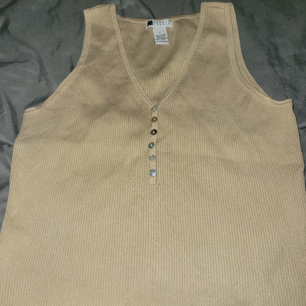 Ladies sleeveless top, size large, beige